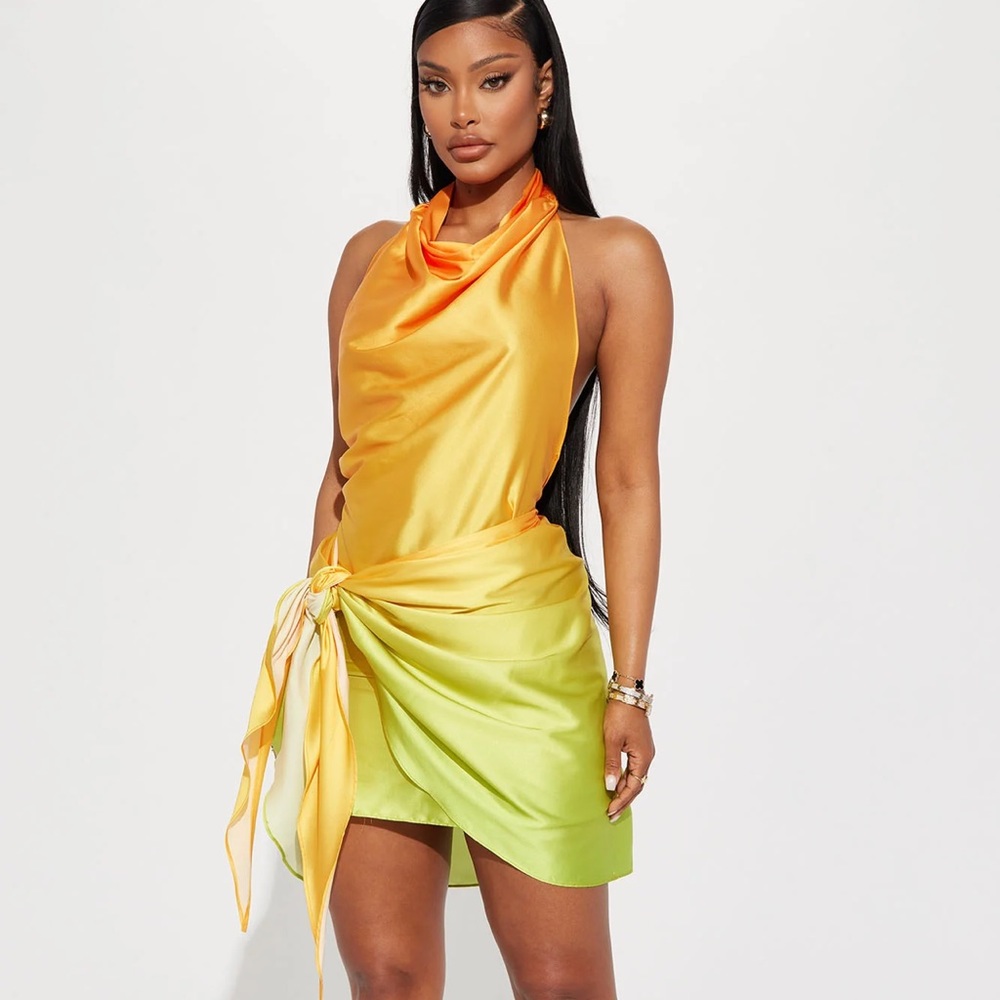 Aria Ombre Midi Dress - Orange/combo